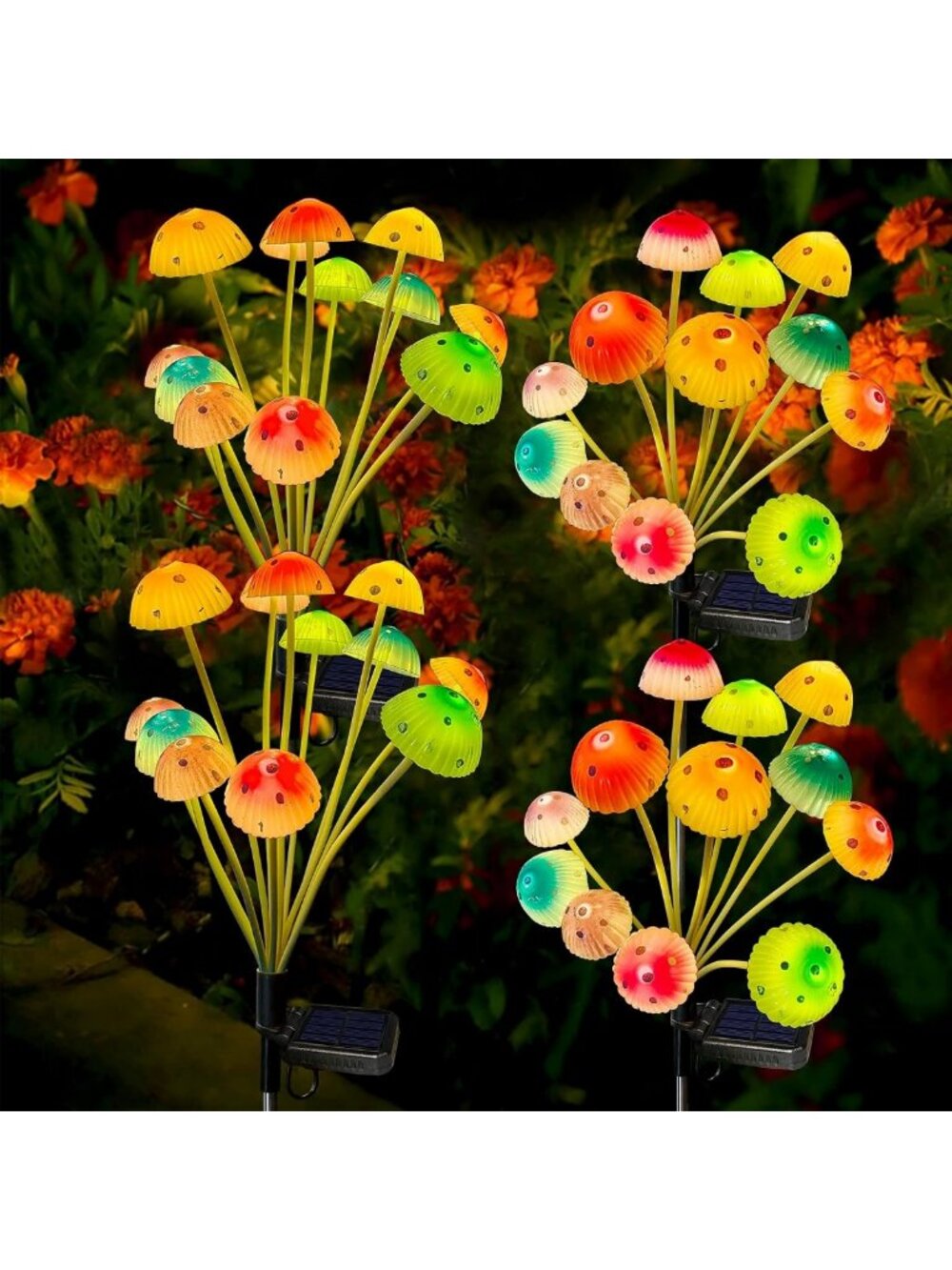 4 Pack Solar Mushroom Lights - 48 LED Waterproof Outdoor Garden Decor, Yard